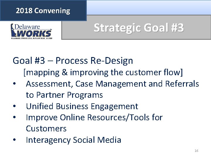 2018 Convening Strategic Goal #3 – Process Re-Design • • [mapping & improving the
