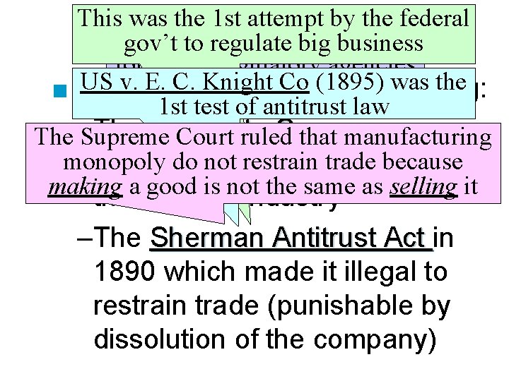 This was the 1 st attempt by the federal Tariffs & big Trusts The