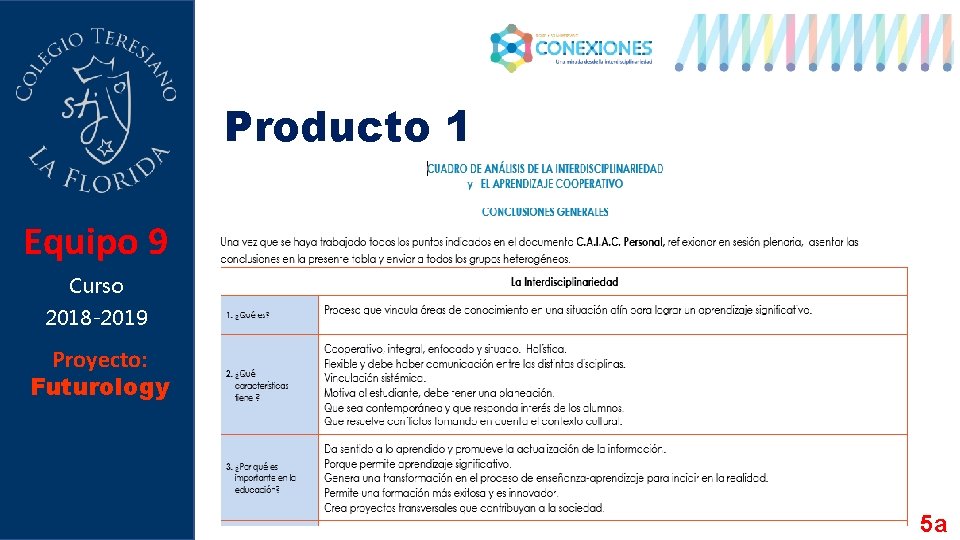 Producto 1 Equipo 9 Curso 2018 -2019 Proyecto: Futurology 5 a 