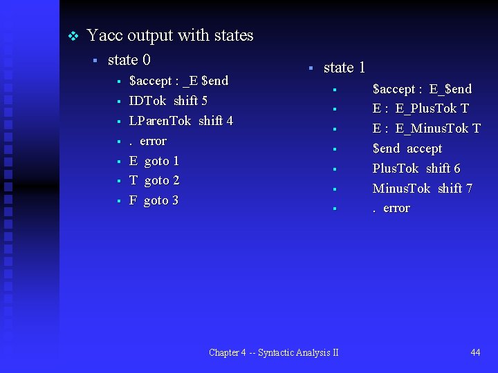 v Yacc output with states § state 0 § § § § $accept :