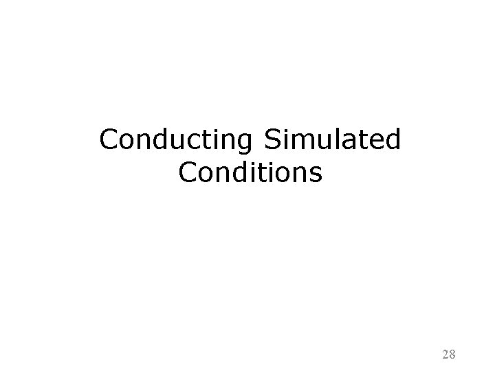 Conducting Simulated Conditions 28 