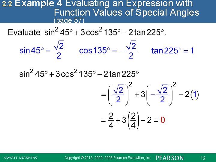 2. 2 Example 4 Evaluating an Expression with Function Values of Special Angles (page