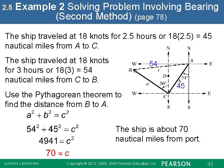 2. 5 Example 2 Solving Problem Involving Bearing (Second Method) (page 78) The ship