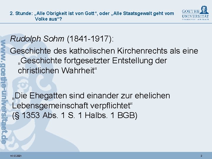 2. Stunde: „Alle Obrigkeit ist von Gott“, oder „Alle Staatsgewalt geht vom Volke aus“?