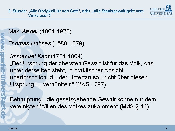 2. Stunde: „Alle Obrigkeit ist von Gott“, oder „Alle Staatsgewalt geht vom Volke aus“?