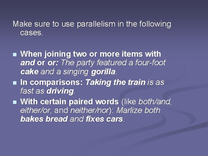 Make sure to use parallelism in the following cases. n n n When joining