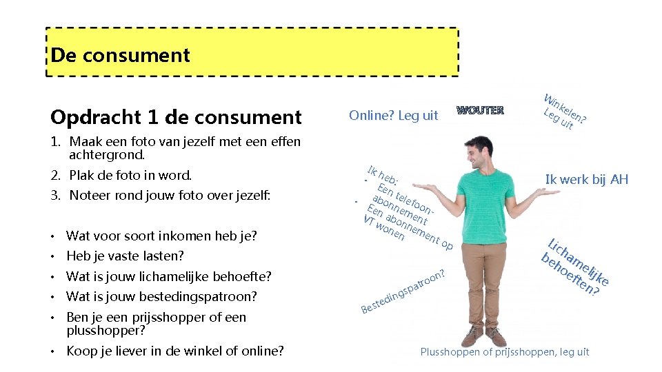 De consument Opdracht 1 de consument 1. Maak een foto van jezelf met een