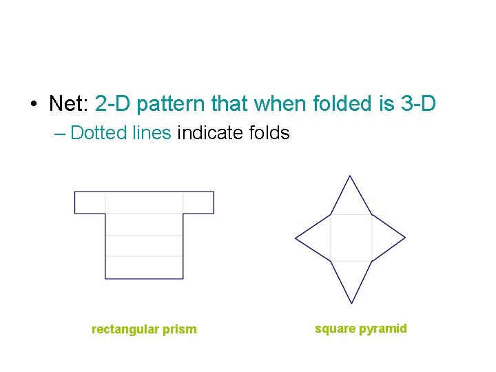  • Net: 2 -D pattern that when folded is 3 -D – Dotted