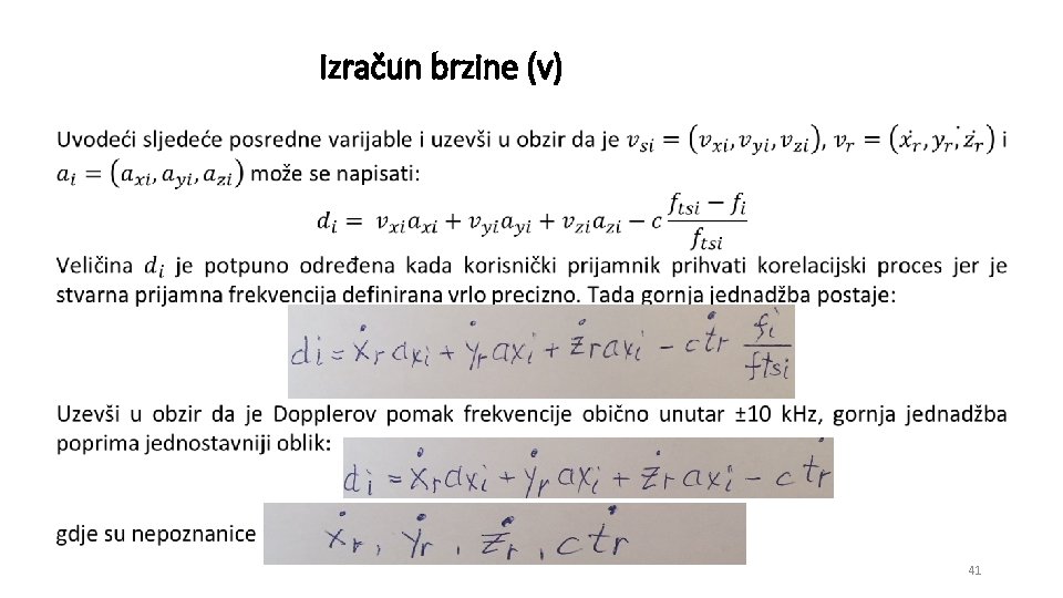 Izračun brzine (v) 41 