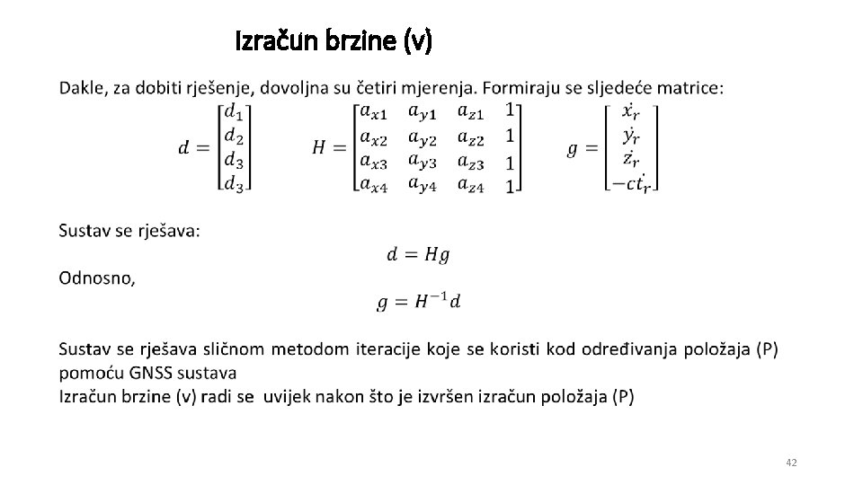 Izračun brzine (v) 42 