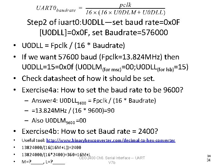 Step 2 of iuart 0: U 0 DLL—set baud rate=0 x 0 F [U