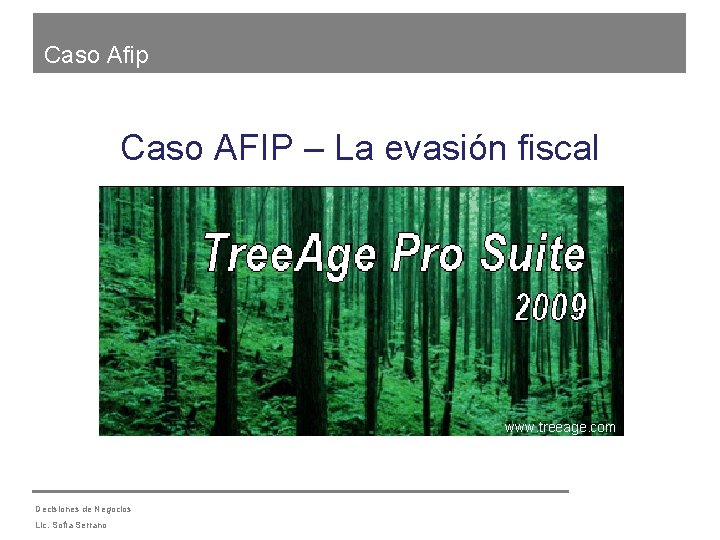 Caso Afip Caso AFIP – La evasión fiscal www. treeage. com Decisiones de Negocios