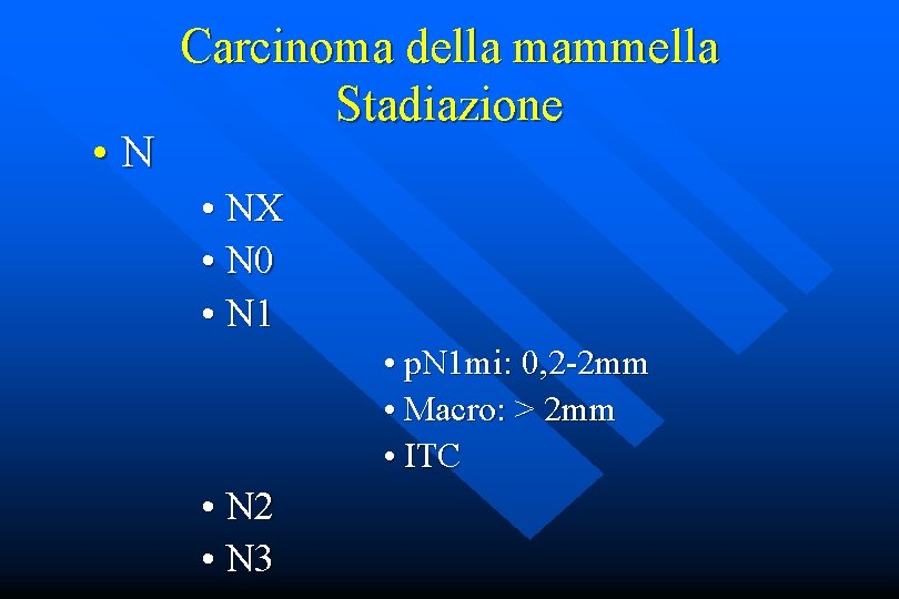  • N Carcinoma della mammella Stadiazione • NX • N 0 • N