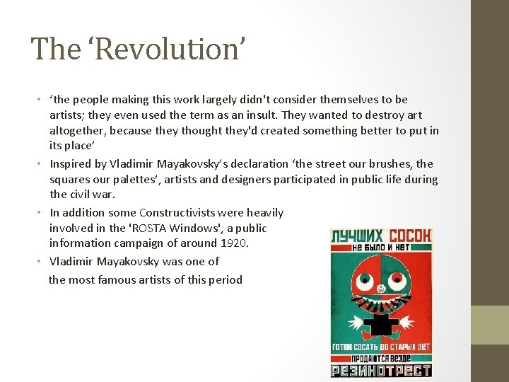 The ‘Revolution’ • ‘the people making this work largely didn't consider themselves to be