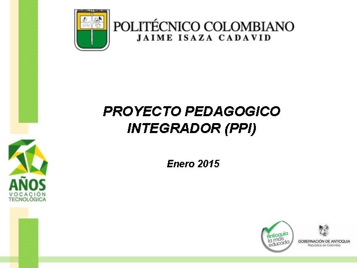PROYECTO PEDAGOGICO INTEGRADOR (PPI) Enero 2015 