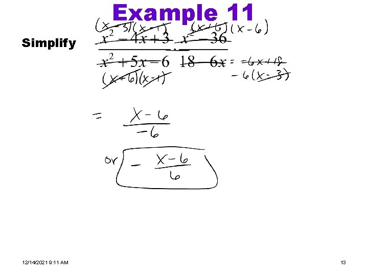 Example 11 Simplify 12/14/2021 9: 11 AM 13 