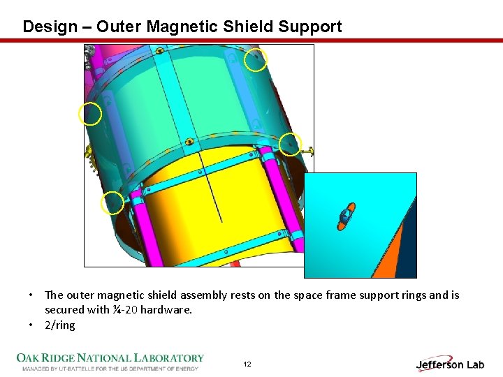 Design – Outer Magnetic Shield Support • The outer magnetic shield assembly rests on