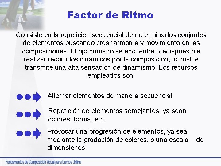 Factor de Ritmo Consiste en la repetición secuencial de determinados conjuntos de elementos buscando