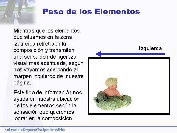 Peso de los Elementos Mientras que los elementos que situamos en la zona izquierda