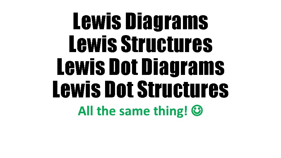 Lewis Diagrams Lewis Structures Lewis Dot Diagrams Lewis Dot Structures All the same thing!