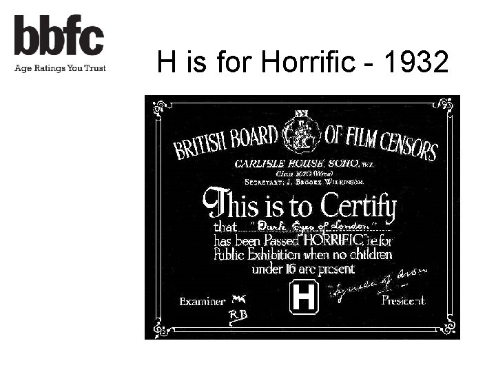 H is for Horrific - 1932 