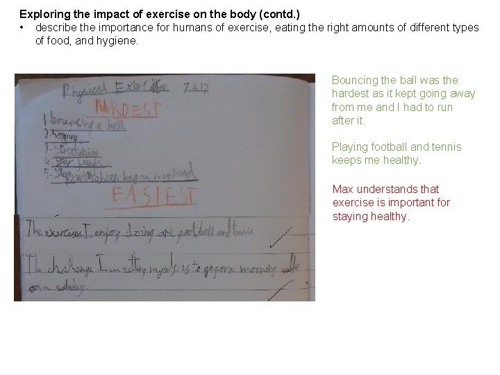 Exploring the impact of exercise on the body (contd. ) • describe the importance