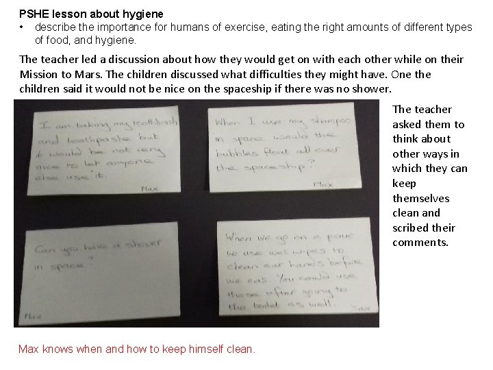 PSHE lesson about hygiene • describe the importance for humans of exercise, eating the