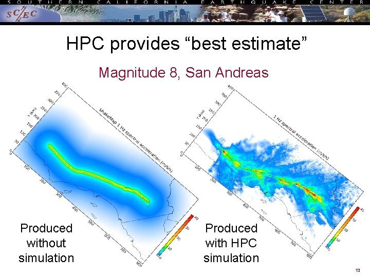 HPC provides “best estimate” Magnitude 8, San Andreas Produced without simulation Produced with HPC