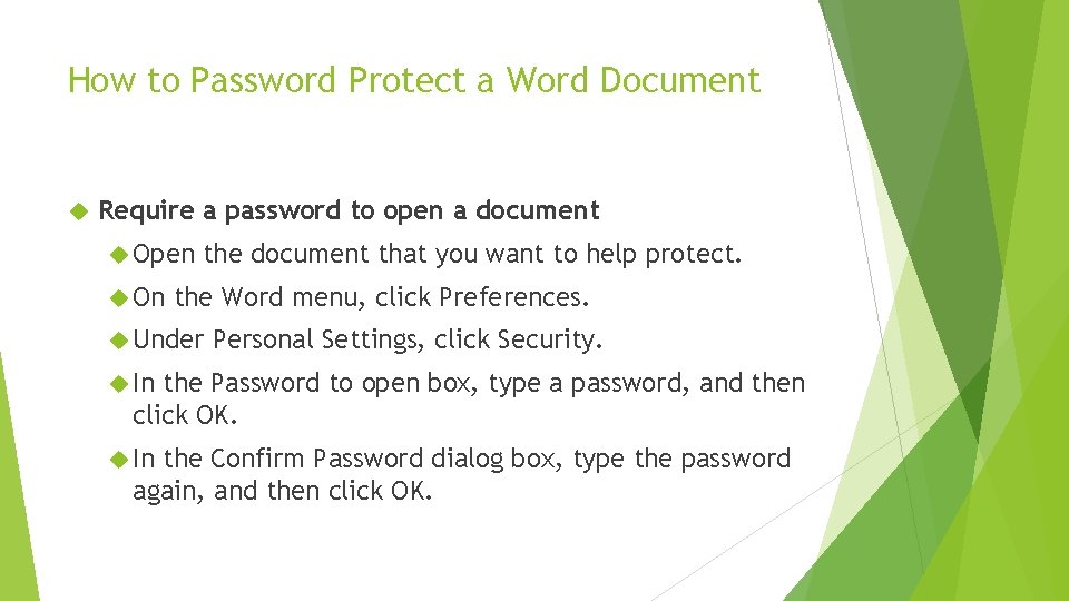 How to Password Protect a Word Document Require a password to open a document