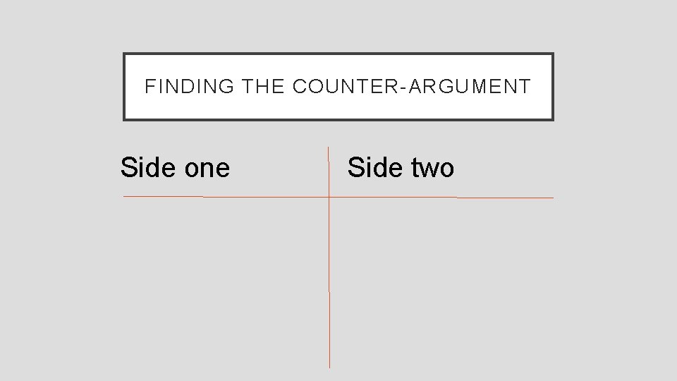 FINDING THE COUNTER-ARGUMENT Side one Side two 