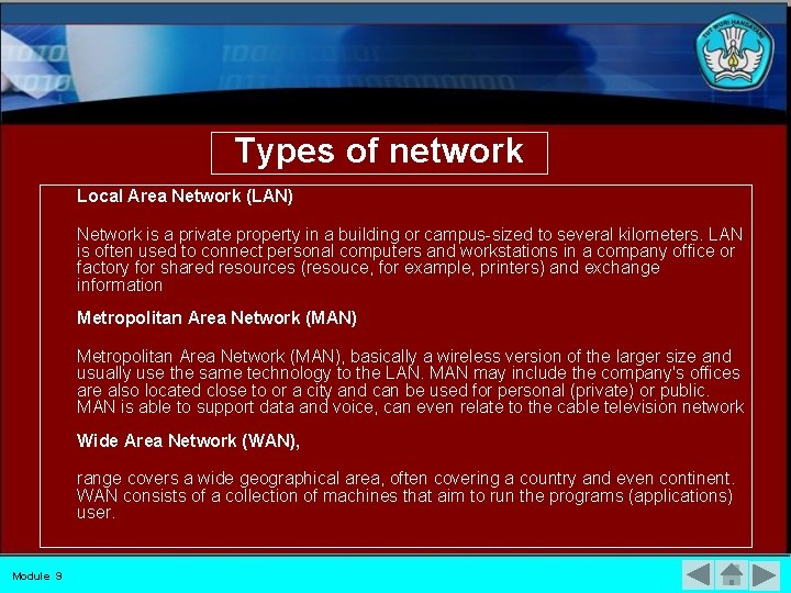 Types of network Local Area Network (LAN) Network is a private property in a