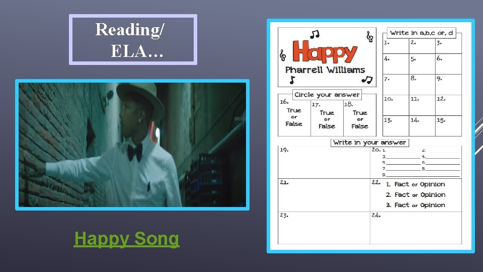 Reading/ ELA… Happy Song 