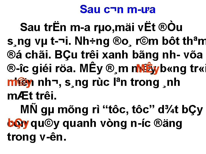 Sau c¬n m ưa Sau trËn m a rµo, mäi vËt ®Òu s¸ng vµ