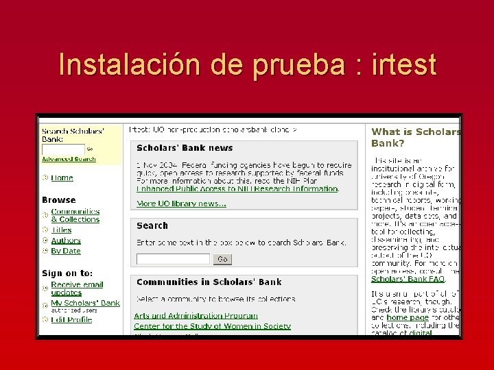 Instalación de prueba : irtest 