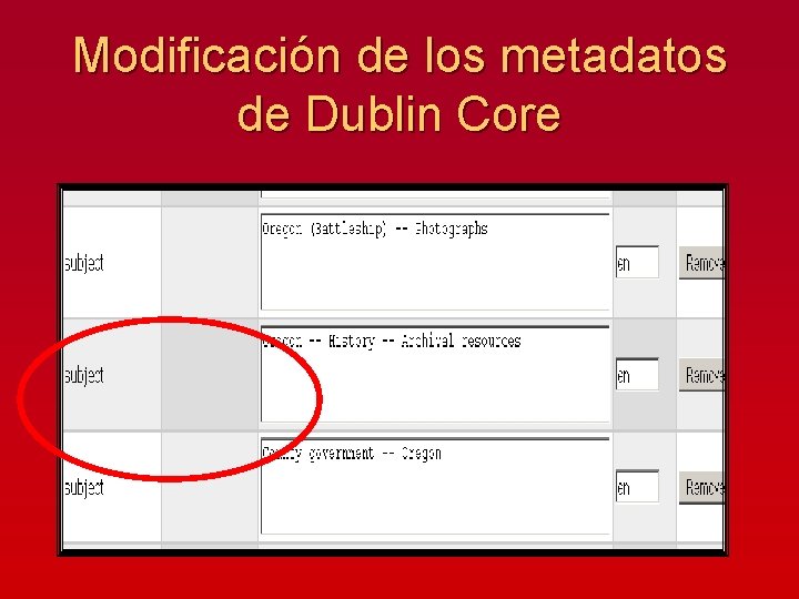 Modificación de los metadatos de Dublin Core 