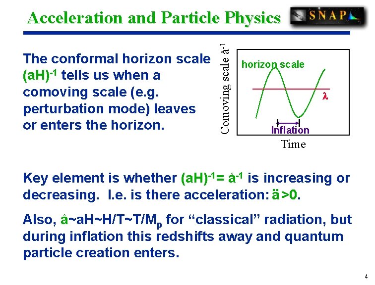 The conformal horizon scale (a. H)-1 tells us when a comoving scale (e. g.