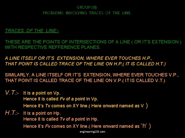 GROUP (B) PROBLEMS INVOLVING TRACES OF THE LINE: THESE ARE THE POINTS OF INTERSECTIONS