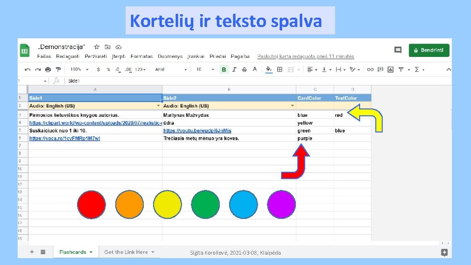 Kortelių ir teksto spalva Sigita Koroliovė, 2021 -03 -08, Klaipėda 