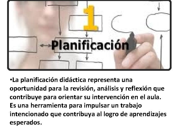  • La planificación didáctica representa una oportunidad para la revisión, análisis y reflexión