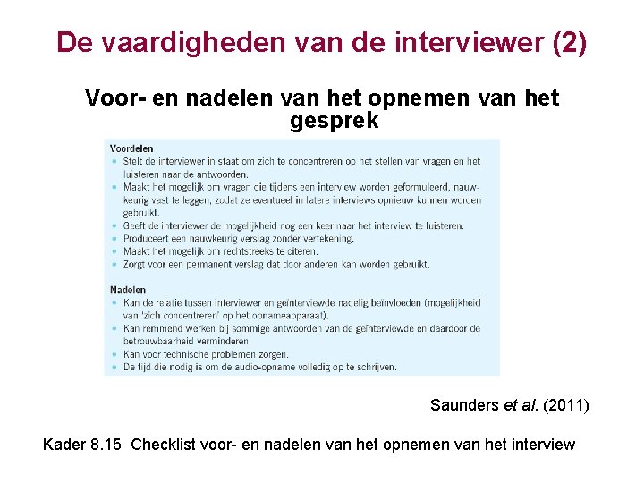 De vaardigheden van de interviewer (2) Voor- en nadelen van het opnemen van het