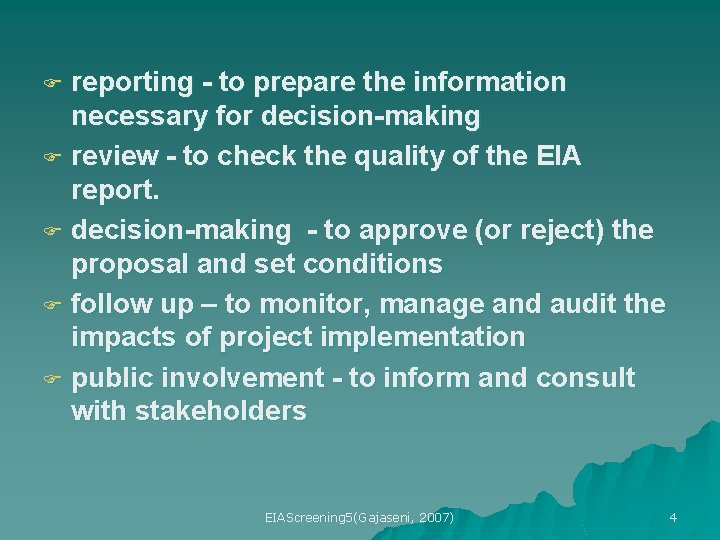 reporting - to prepare the information necessary for decision-making F review - to check