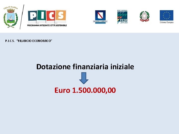 P. I. C. S. “RILANCIO ECONOMICO” Dotazione finanziaria iniziale Euro 1. 500. 000, 00