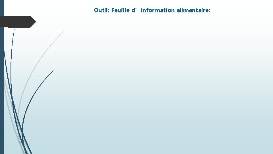 Outil: Feuille d’information alimentaire: 