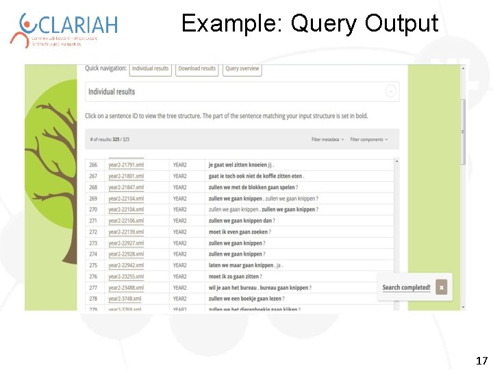 Example: Query Output 17 