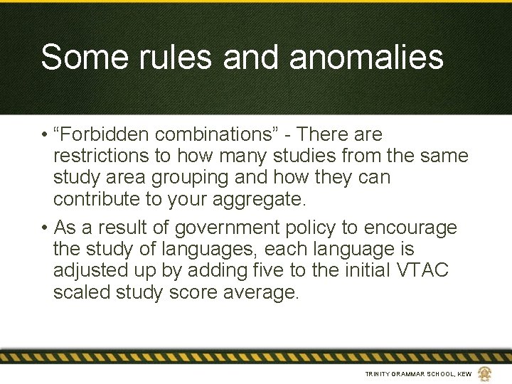 Some rules and anomalies • “Forbidden combinations” - There are restrictions to how many