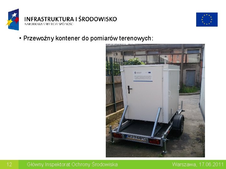  • Przewoźny kontener do pomiarów terenowych: 12 Główny Inspektorat Ochrony Środowiska Warszawa, 17.