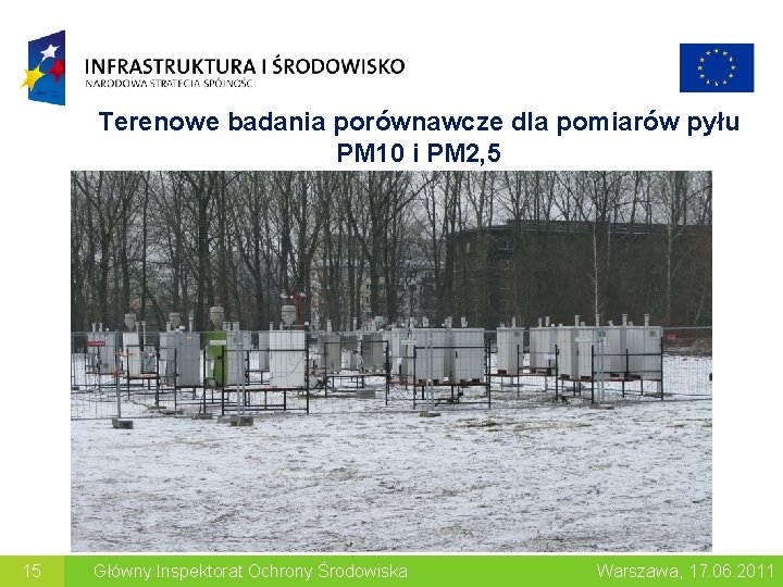 Terenowe badania porównawcze dla pomiarów pyłu PM 10 i PM 2, 5 15 Główny