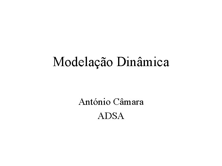 Modelação Dinâmica António Câmara ADSA 