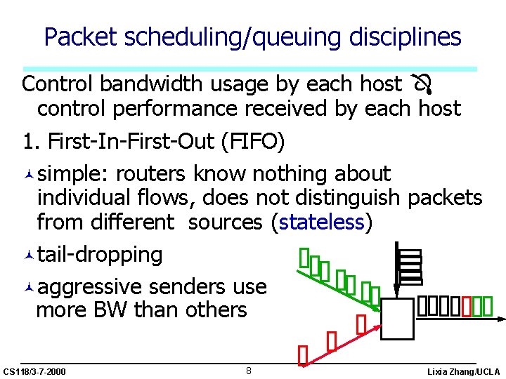 Packet scheduling/queuing disciplines Control bandwidth usage by each host control performance received by each