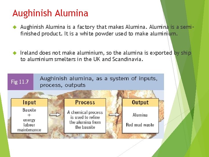 Aughinish Alumina is a factory that makes Alumina is a semifinished product. It is